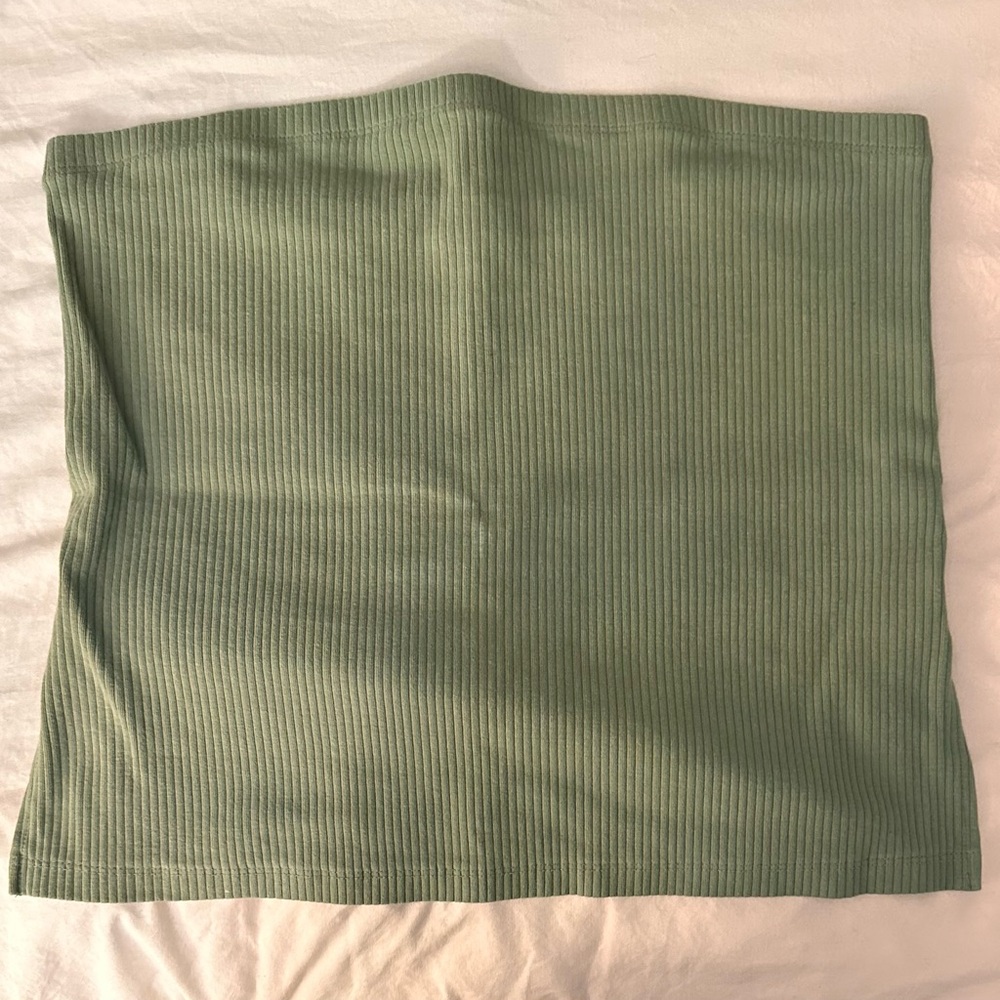 American Eagle Outfitters Olive Ribbed strapless top